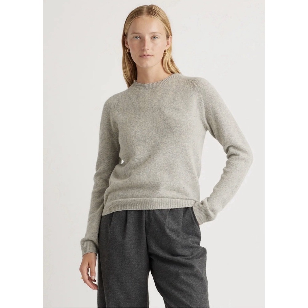 Quince Crewneck Sweater Womens Large Warm Heather Grey 100% Yak Wool